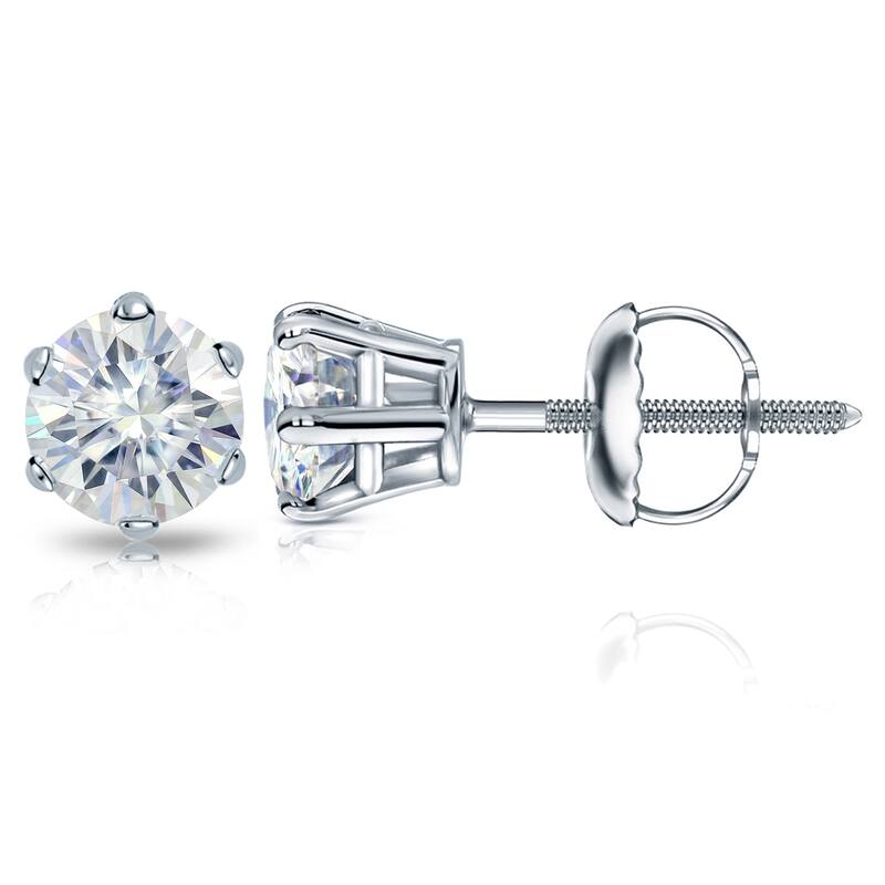 Auriya 1 1/2ctw Round Moissanite Stud Earrings 14k Gold - 5.9 mm - White