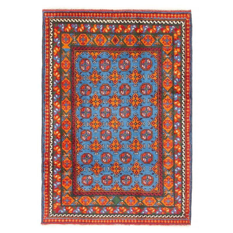 ECARPETGALLERY Hand-knotted Uzbek Kargahi Blue Wool Rug - 4'0 x 5'11 - 4'0 x 5'11 - Blue