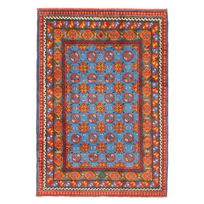 ECARPETGALLERY Hand-knotted Uzbek Kargahi Blue Wool Rug - 4'0 x 5'11