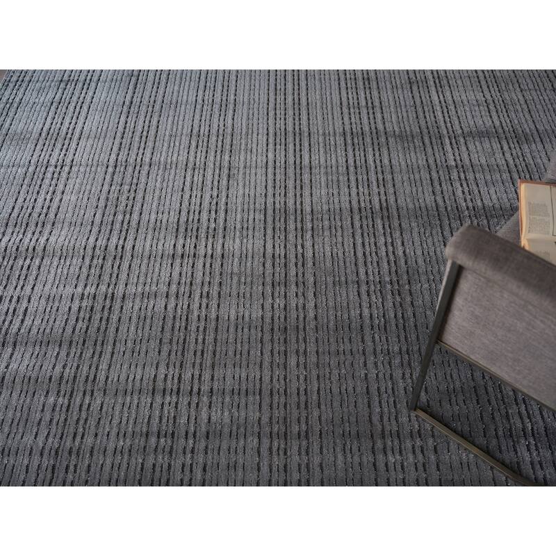 Cabrini Modern Handmade Silky Nylon in Gray Area Rug