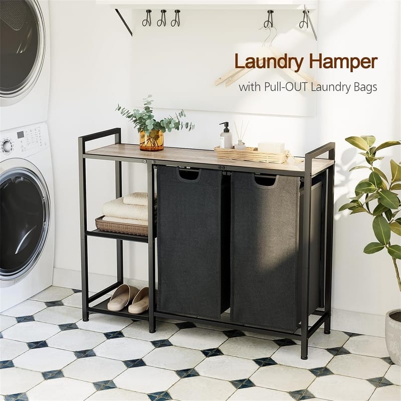 Laundry Basket 2 Section - 37.2"L x 11.8"W x 29.5"H