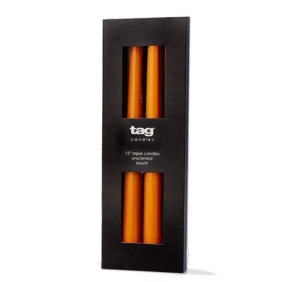 Color Studio 12" Orange Taper Candles - Paraffin Wax, 8 Hour Burn Time, Perfect for Everyday Use