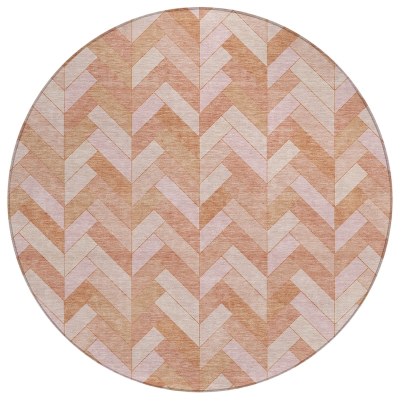 Machine Washable Indoor/ Outdoor Modern Chevron Chantille Rug