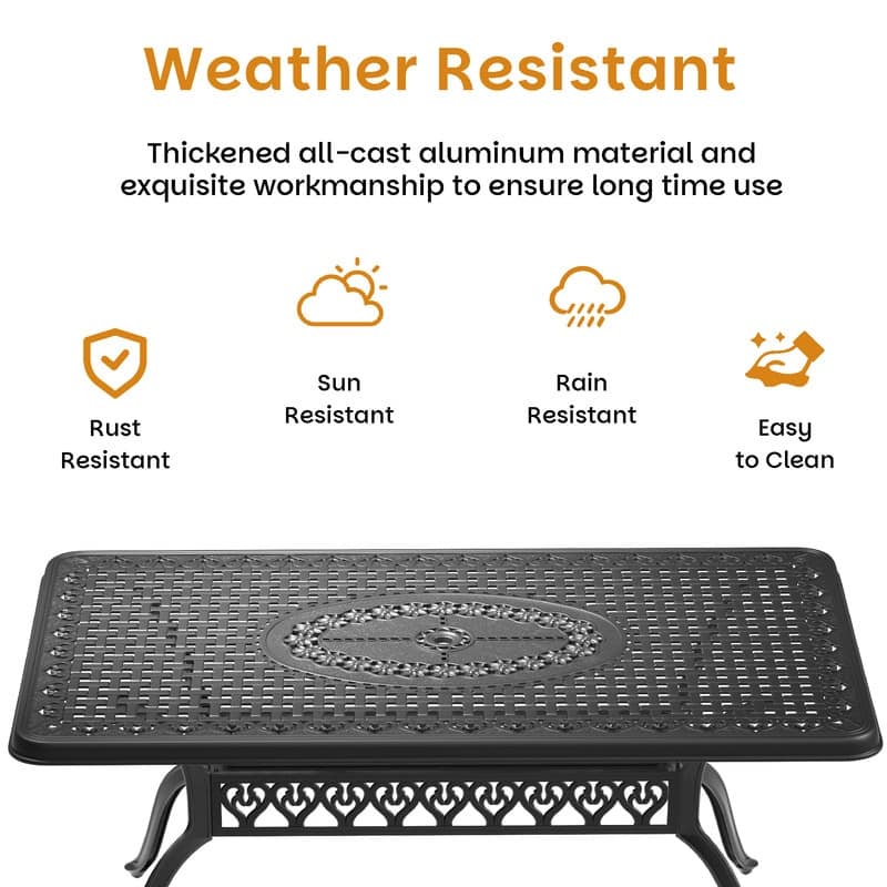 7-Piece Outdoor Dining Set with 1 Table and 6 Chairs, All-Weather Aluminum Outdoor Patio Sets