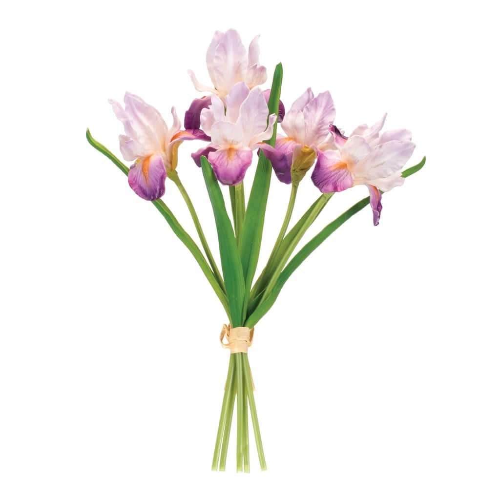 Artificial Iris Floral Bundles - 15.5" - Purple and Green - Set of 2