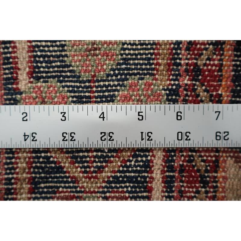 Hand Knotted Oriental 100% Wool Carpet Traditional Floral Navy Blue & Blues Lilian Runner Rug - 15' 10'' X 3' 5''
