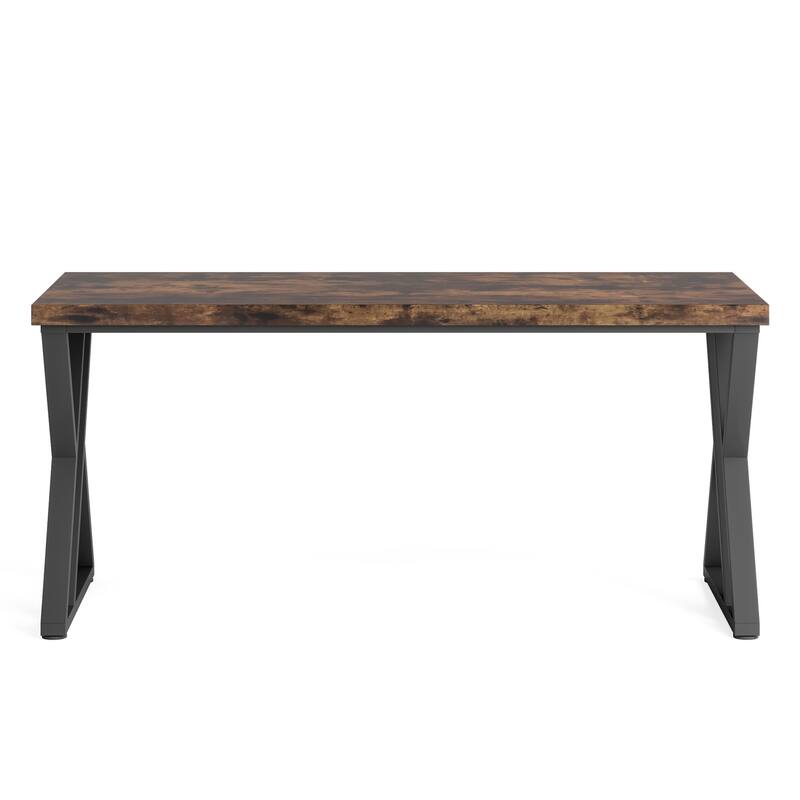 55 Inches Modern Writing Desk with Z-Shaped Metal Legs, Heavy Duty Computer Desk, Spacious Work Surface & Sturdy Frame