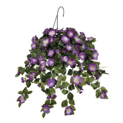 Faux Violet Petunia Hanging Basket
