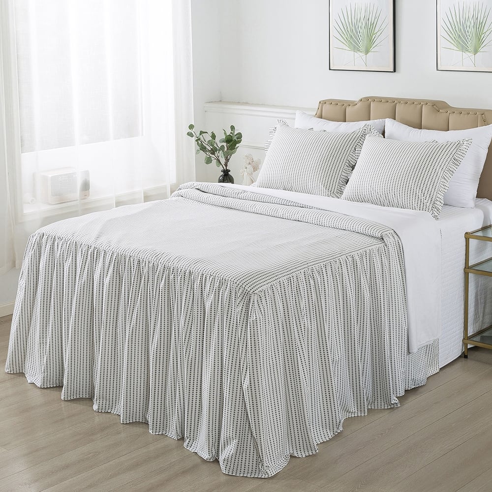 Polka Dot Ruffle Skirt bedspread with 30-inch Drop