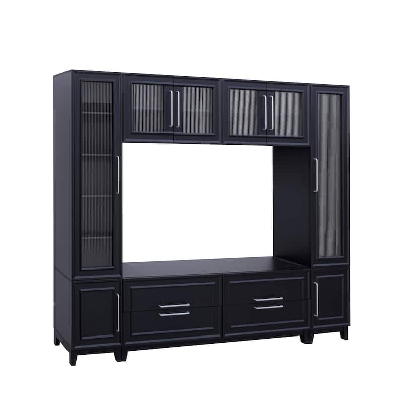 Large 102" Wall Unit TV Stand with Storage, Bookshelves, Modern Entertainment Center Media Console for TVs up to 75"