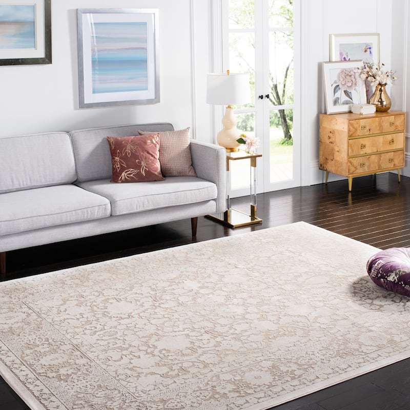 SAFAVIEH Reflection Eulah Modern Oriental Polyester Rug - 9' x 12' - Beige/Cream