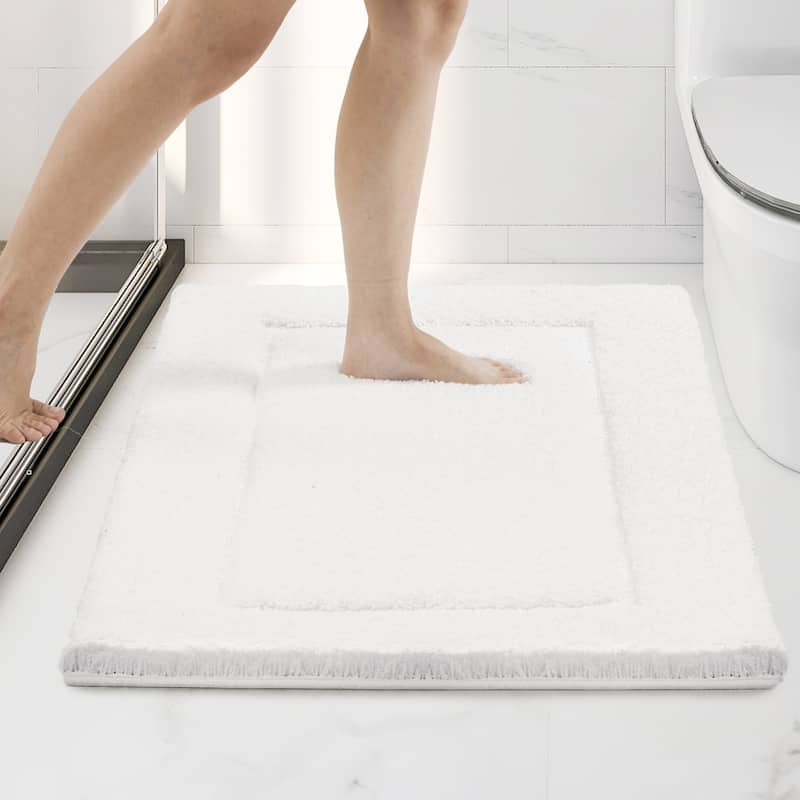 Deconovo Bathroom Rugs, Non Slip Absorbent Shower Bathroom Mat (1 PC) - 32x20 Inch - Pure White