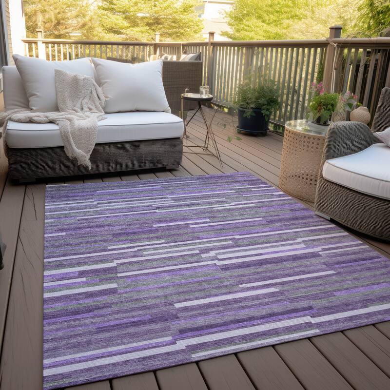Machine Washable Indoor/ Outdoor Chantille Modern Stripes Rug