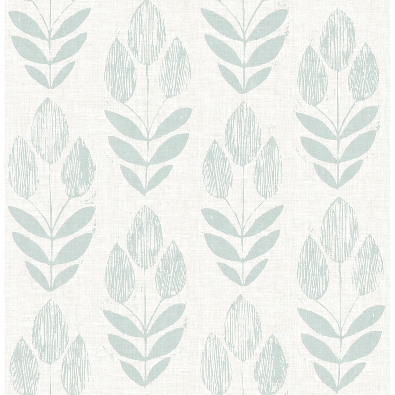 Florals & Flowers Gores Garland Light Blue Block Tulip 33' L X 20.5 W Wallpaper Roll