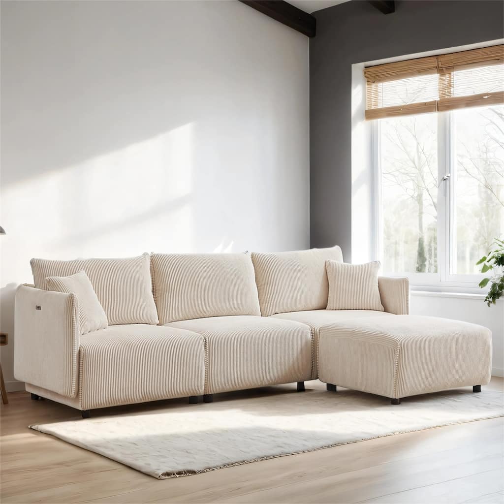 106" Multi-Module Combination Sofa with 2 Cushions, USB Charging Ports