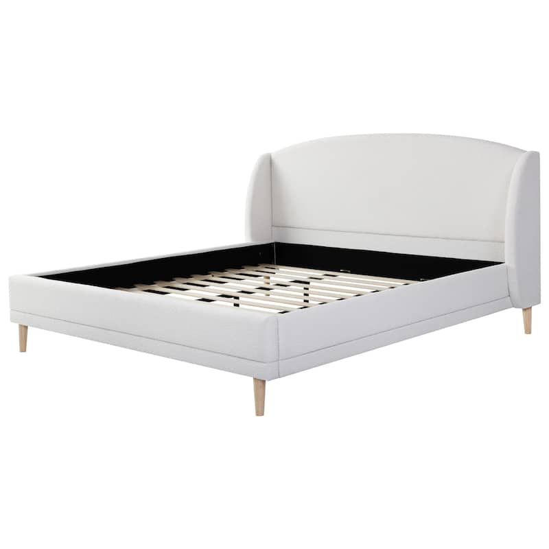 Christopher Knight Home - Isabella Wingback Upholstered Platform Bed with Boucle Fabric and Rounded Corners