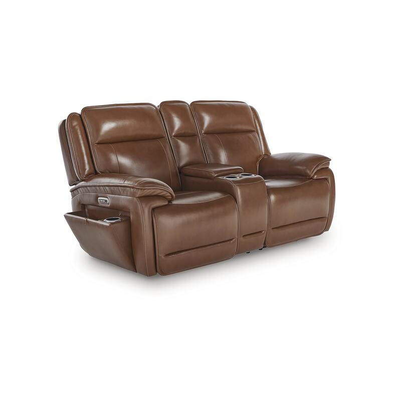 Signature Design by Ashley Healy Pier Brown Power Reclining Loveseat with Console - 78" W x 40" D x 42.25" H