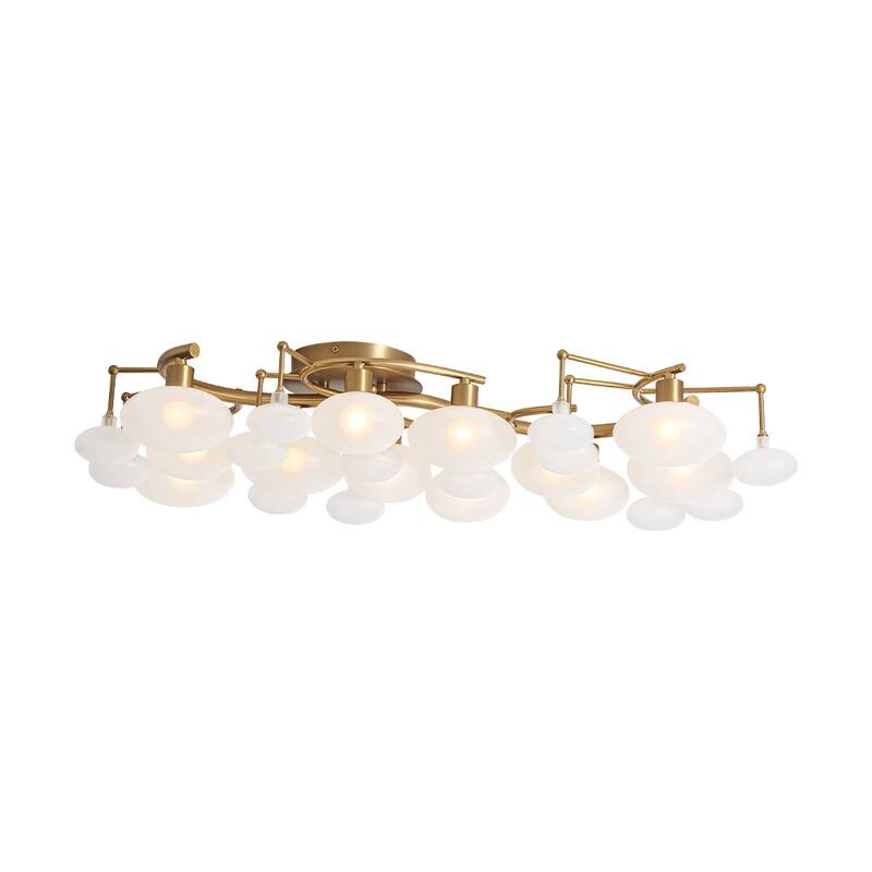 Mid-century Glam 12-Light Oval Frosted Glass Semi Flush Mount - 30.7 in