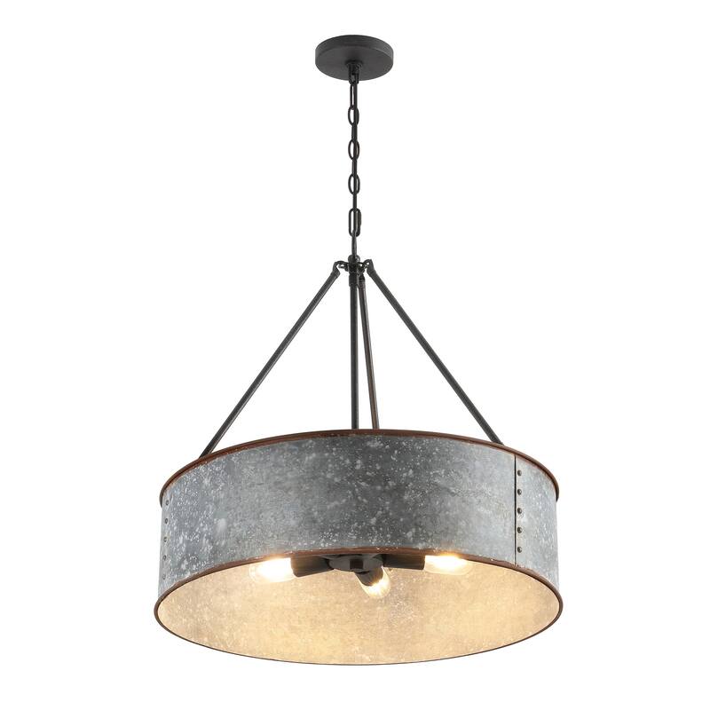 GetLedel 24" 5-Light Distressed Metal Drum Chandelier
