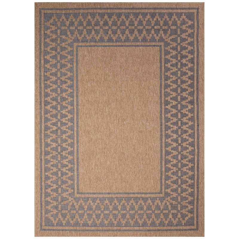 Liora Manne Sahara Diamond Border Indoor/Outdoor Rug - 6'6" x 9'4" - Navy