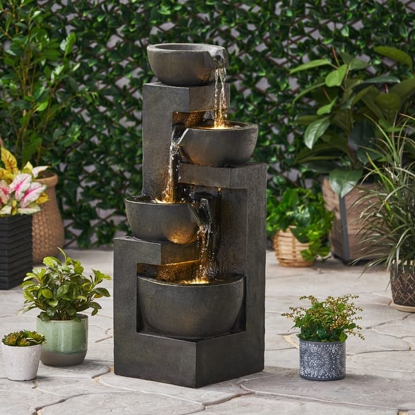 slide 2 of 10, Ascot Outdoor Tier Fountain Outdoor 3 by Christopher Knight Home Grey - Floor - Resin