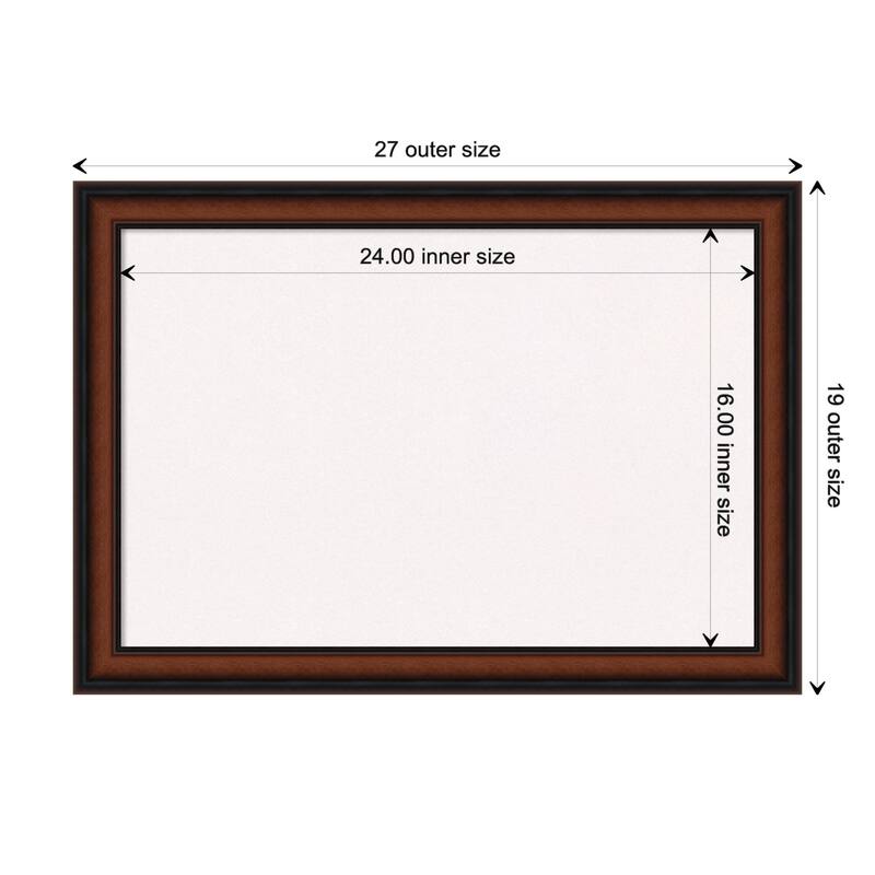 Cyprus Walnut Narrow Wood Framed White Corkboard Bulletin Board - Board Size 24x16