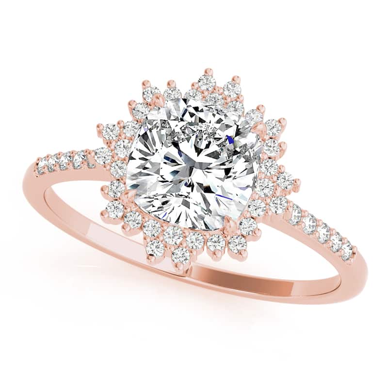 Auriya 14k Rose Gold Lab Grown Round Diamond Halo Engagement Ring 0.50 to 5.00 ct. tw. (F-G VS) - 2.00 ct. center - 5