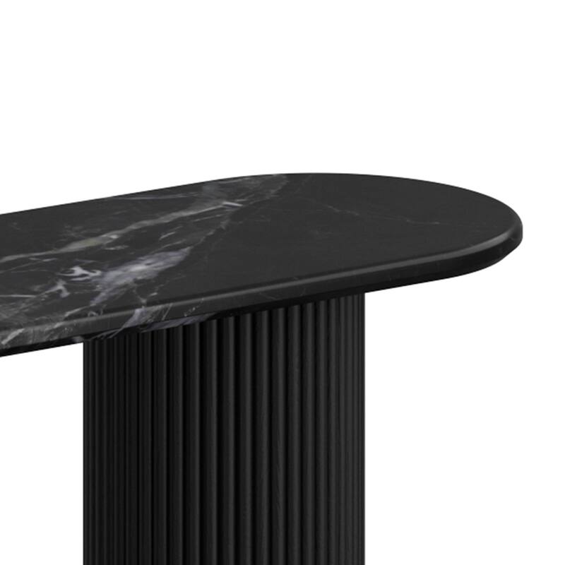 Mid-Century Modern Solid Wood & Marble Console Table