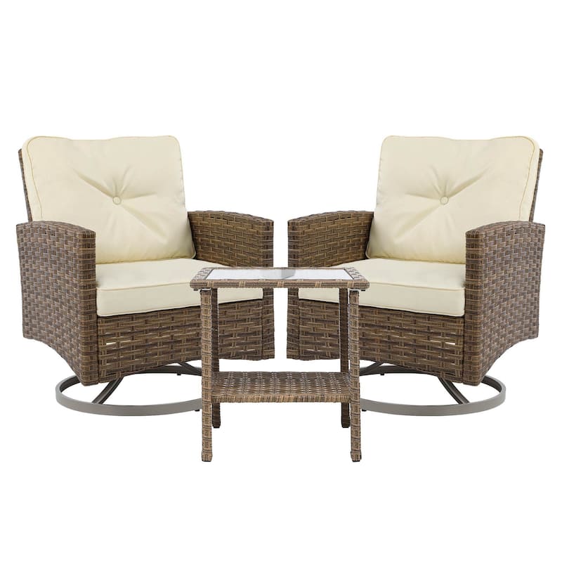 Moasis 3-Piece Wicker Patio Outdoor Swivel Chair - 3 PCS