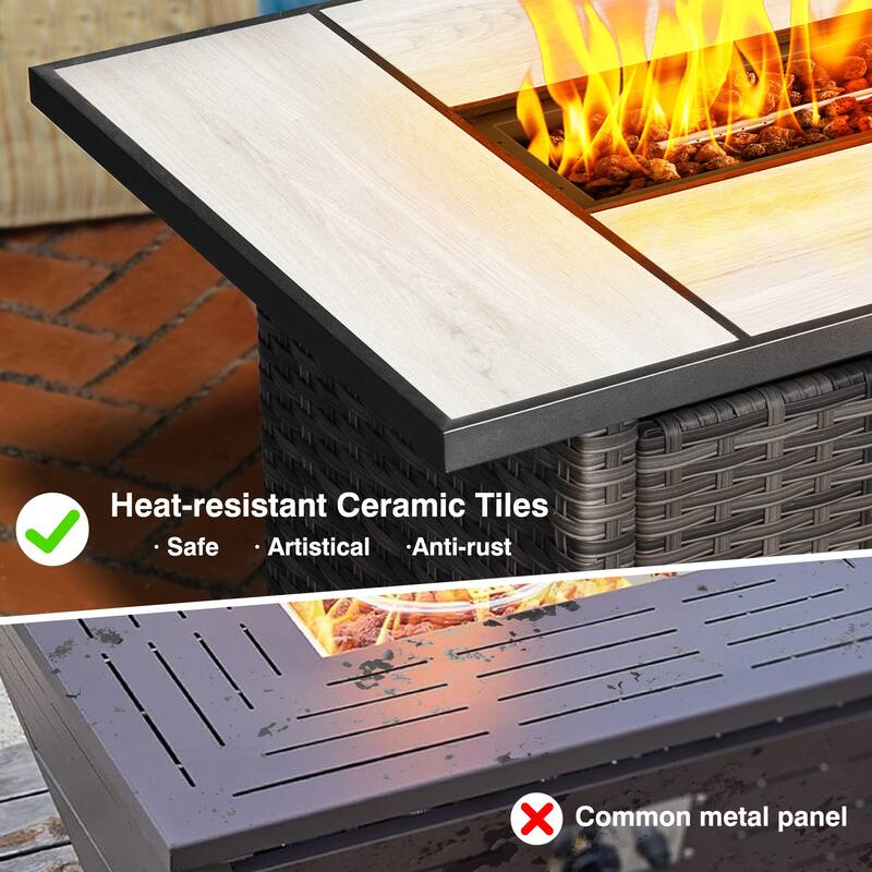 OVIOS 7-piece Patio Swivel Chair Set with 42" Fire Table