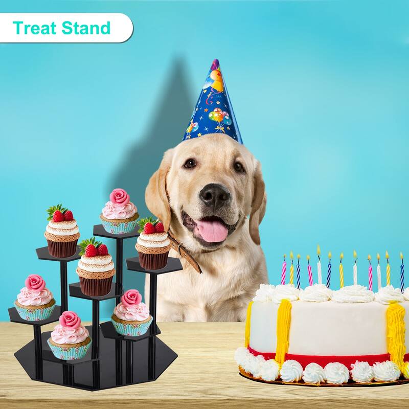 Acrylic Display Stand for Figures, 7 Tier Acrylic Showcase Stand Black