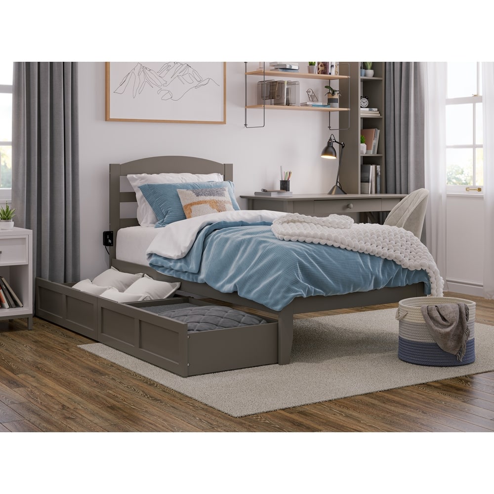 AFI Warren Platform Bed with Storage and Charging Station