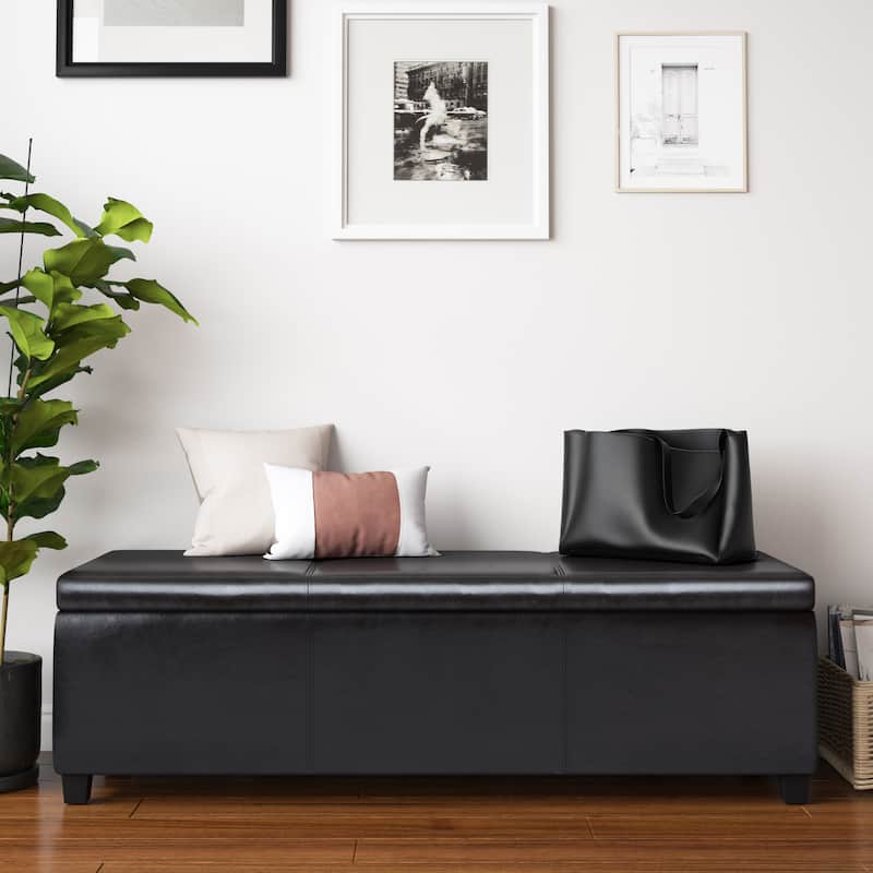 WYNDENHALL Franklin 54 inch Wide Contemporary Rectangle Storage Ottoman - Tanners Brown