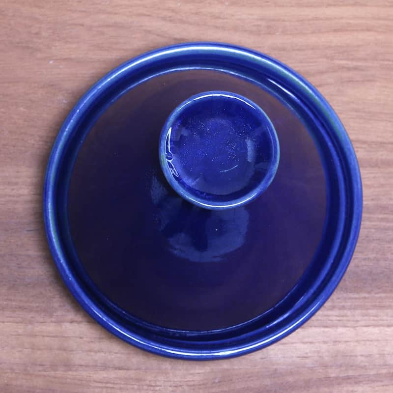 Novica Handmade Blue Francis Ceramic Mini Tagine