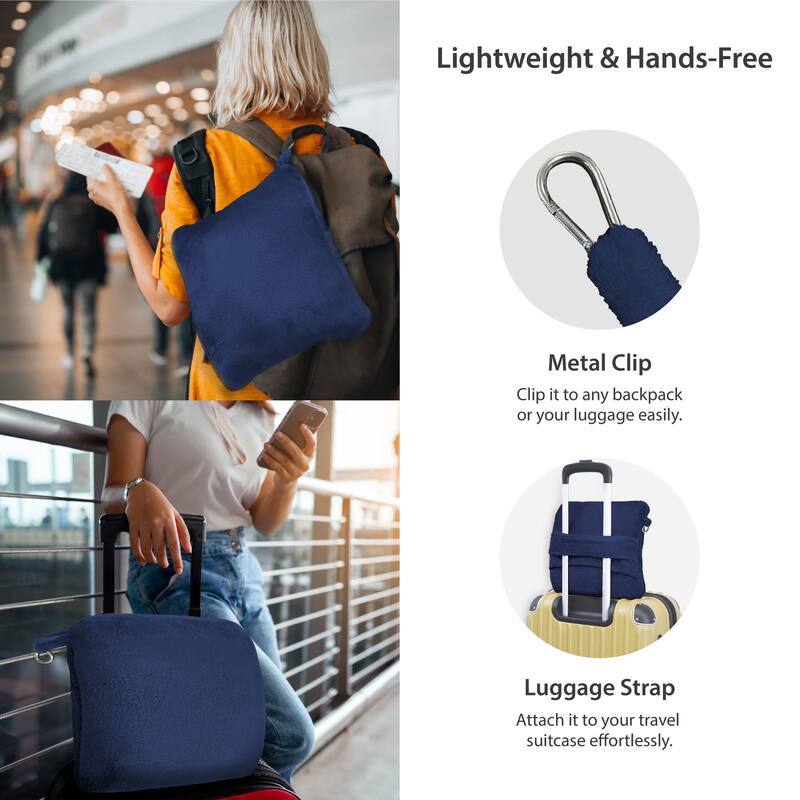 4 in 1 Cozy Practical Travel Throw - Blue