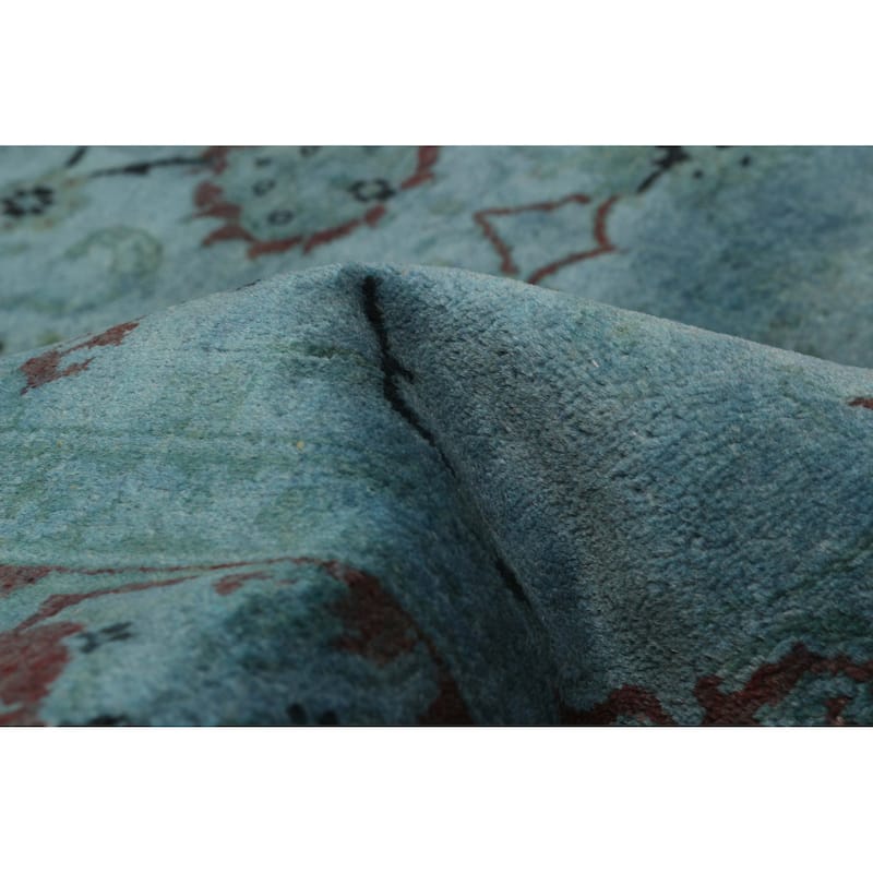 ECARPETGALLERY Hand-knotted Vibrance Light Denim Blue Wool Rug - 4'10 x 7'4