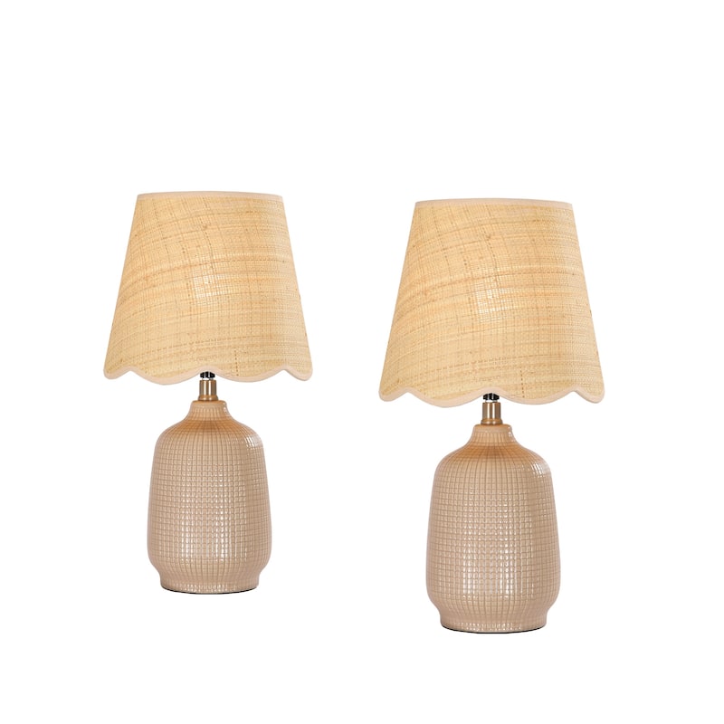 18.9" Ceramic LED Table Lamp, Living Room Lamps For End Tables