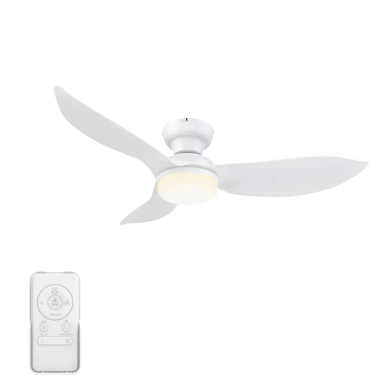 CARRO Chamomile 45" ABS 3-Blade Indoor Smart Ceiling Fan with Light and Remote - White - Remote