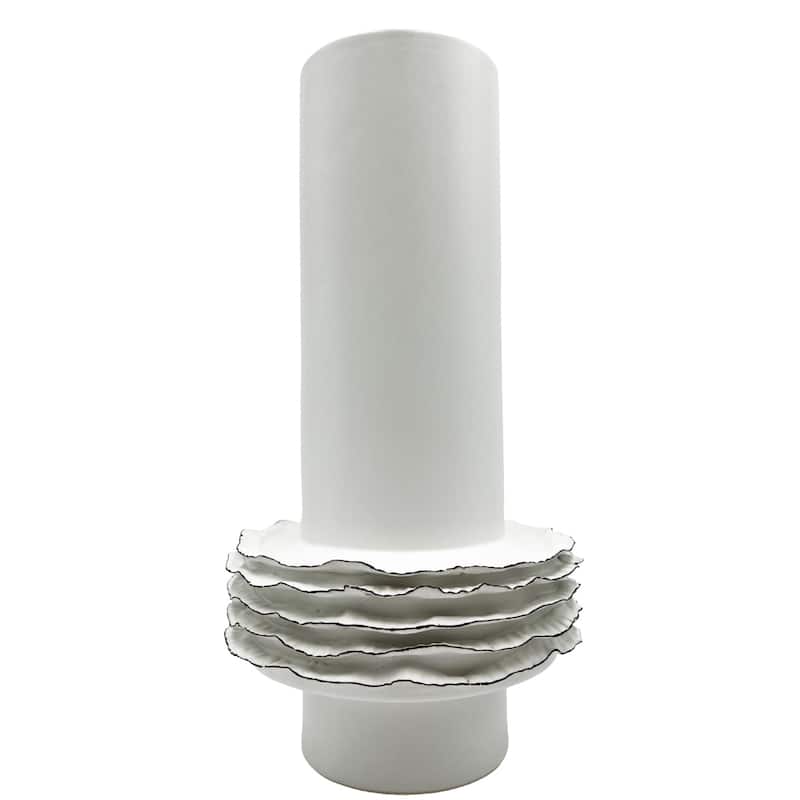 14 Inch Tall Modern White Ceramic Vase