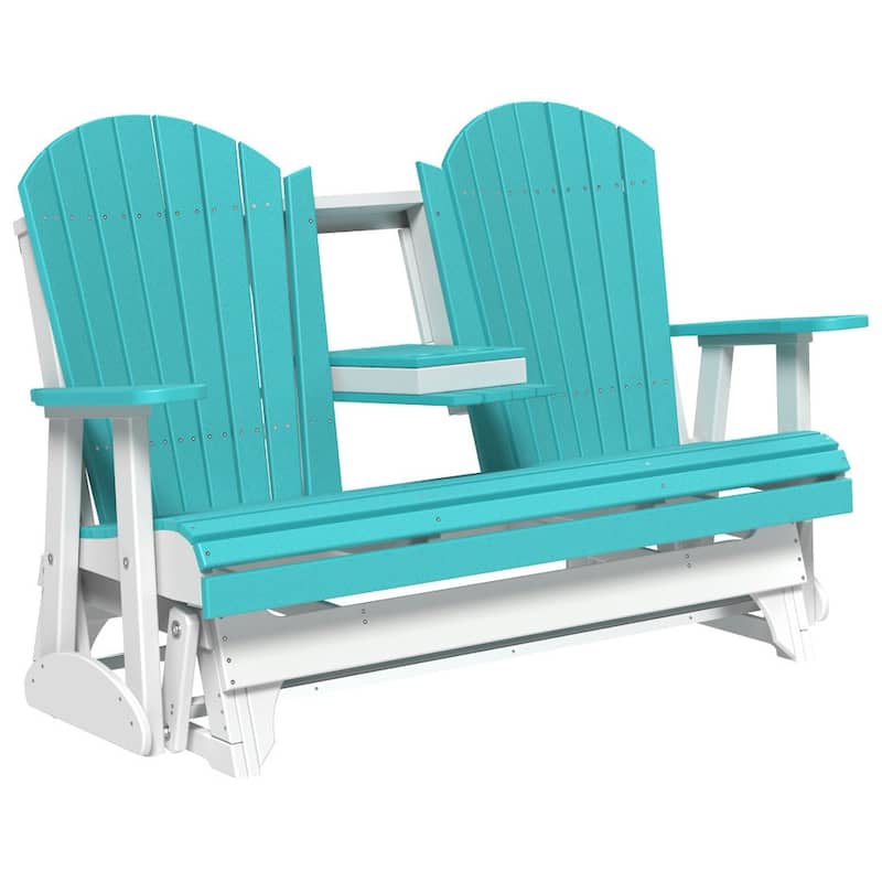 Poly Lumber Adirondack Glider - 5' - Aruba Blue & White