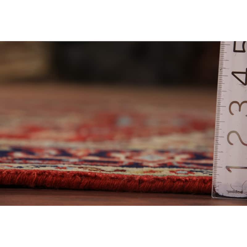 Geometric Heriz Serapi Oriental Rug Orange Handmade Wool Carpet - 4'0"x 5'10"