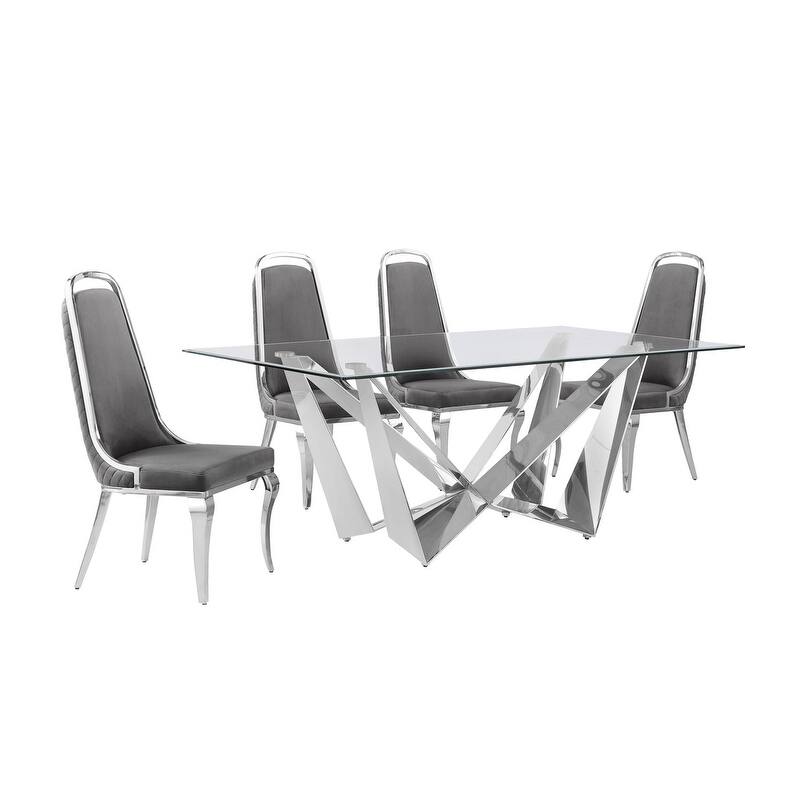 Best Quality Furniture D400/1-SC310-7 Dining Set with 78" 12mm Glass with Bevel