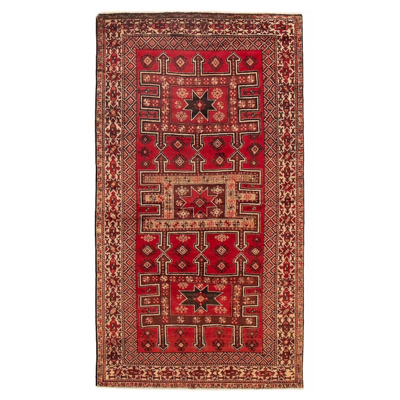 ECARPETGALLERY Hand-knotted Melis Red Wool Rug - 4'7 x 8'3 - Red - 4'7 x 8'3