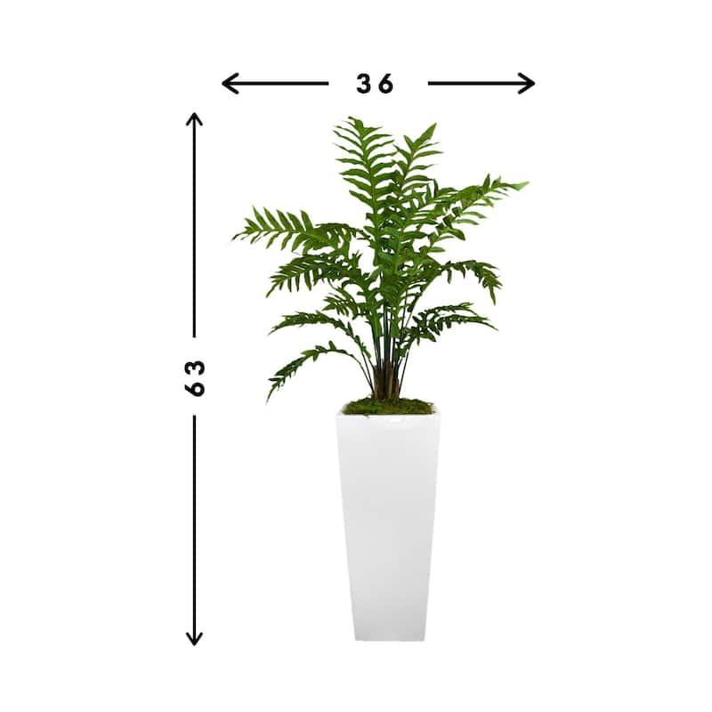 6 ft Fern Arrangement in a Tall Fiberstone Planter - Green