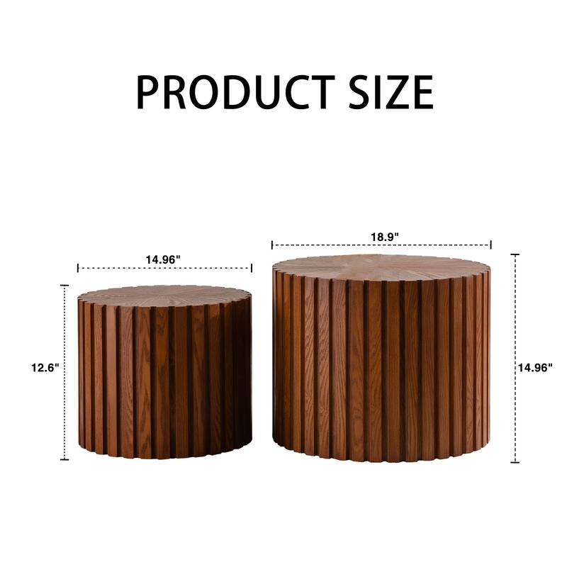 Round Wooden Coffee Table, No Need Assembly