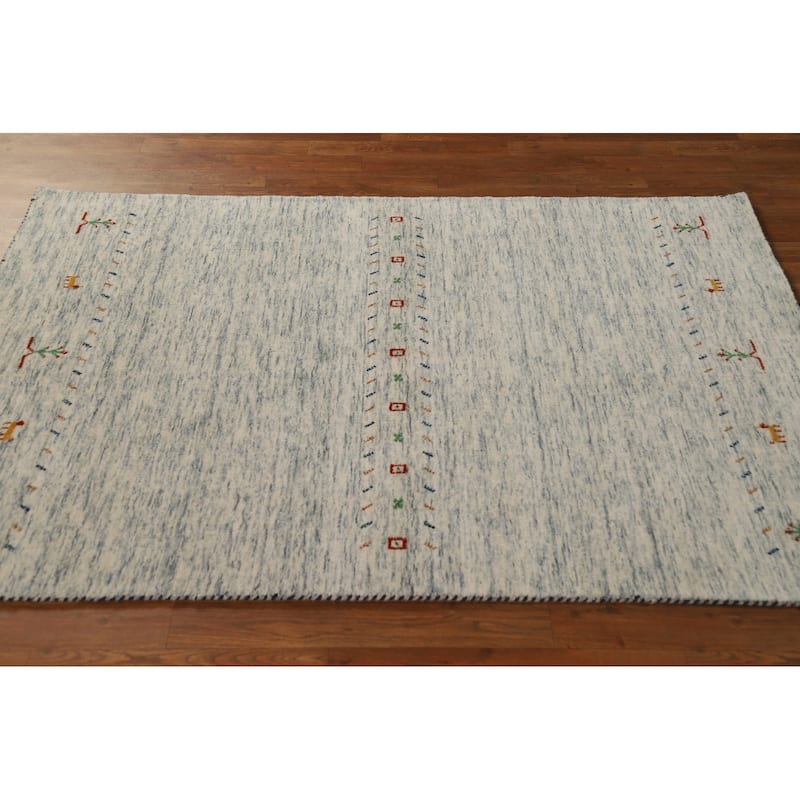 Gabbeh Oriental Area Rug Handmade Tribal Modern Wool Carpet - 4'0" x 5'10"