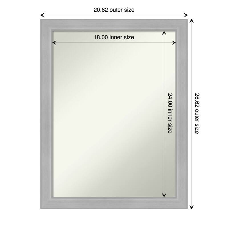 Non-Beveled Bathroom Wall Mirror - Vista Brushed Nickel Narrow Frame - 21 x 27 in - Vista Brushed Nickel Narrow