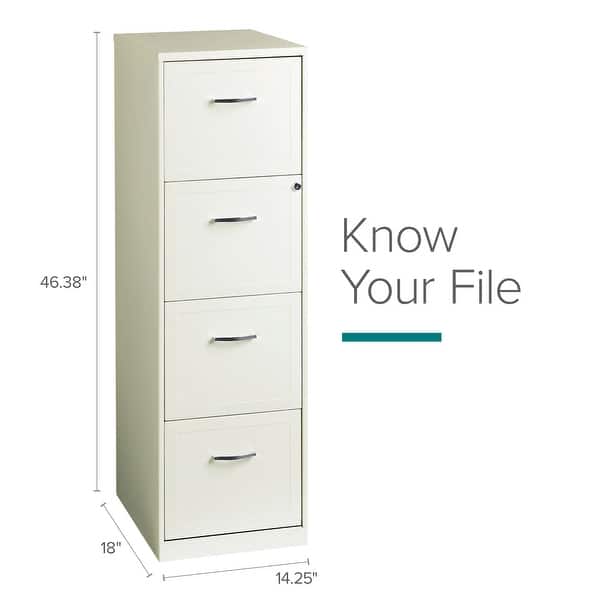 dimension image slide 1 of 2, Space Solutions Pearl White 4 Drawer Metal Vertical File Cabinet