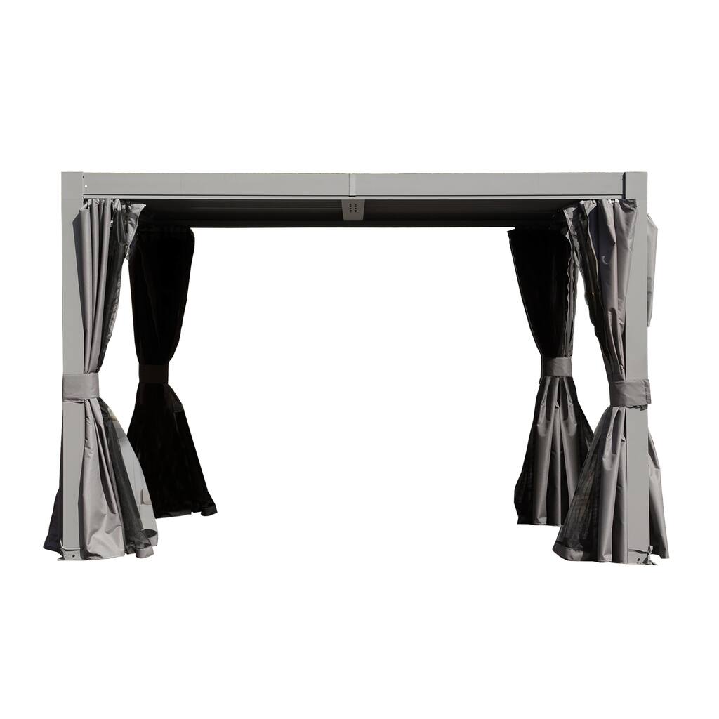 10x10 FT Adjustable Louvered Pergola with Integrated Gutter System, All-Weather Aluminum Construction