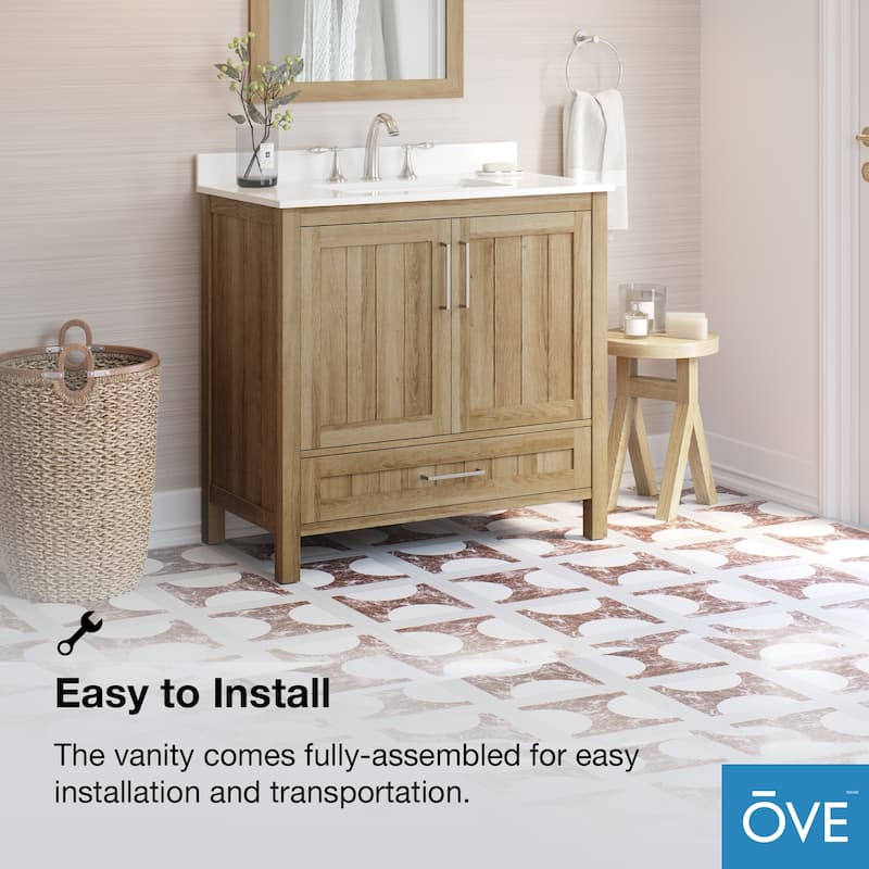 Ove Decors Kansas 24" Bathroom Vanity Top and Backslplash, White